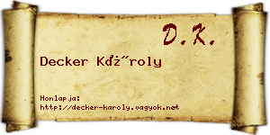 Decker Károly névjegykártya