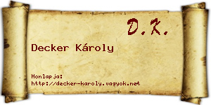 Decker Károly névjegykártya